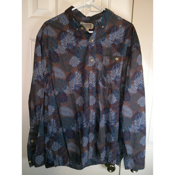Duluth Trading Leaf Print Button Up Long Sleeve Casual Shirt, Men's‎ Size L - Picture 1 of 3